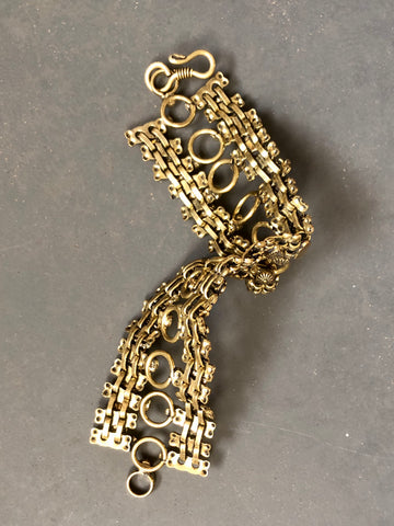 Brass cuff chain bracelet