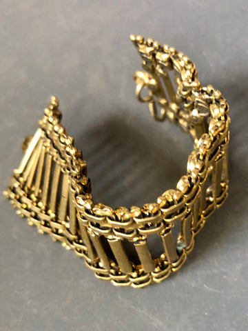 Brass cuff chain bracelet