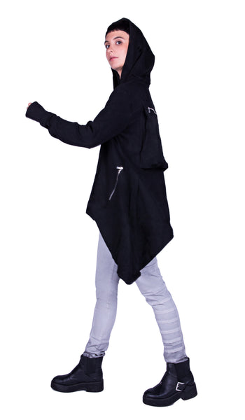 Asymmetric hem long sleeve hoodie 2025