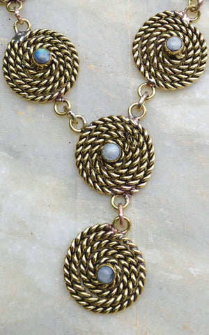 Brass Spiral Rope with Semi Precious Stone