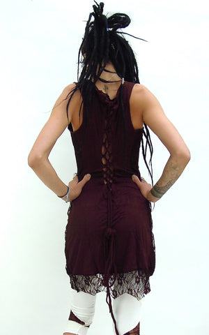 Short Woman's Corset Dress with lace hem