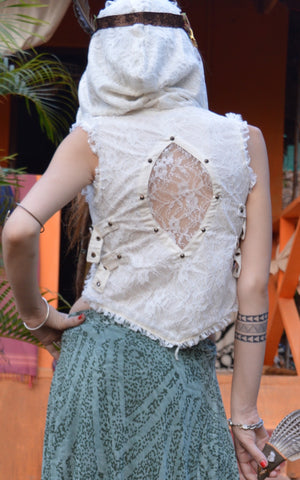hooded bolero waistcoat with Gypsy lace