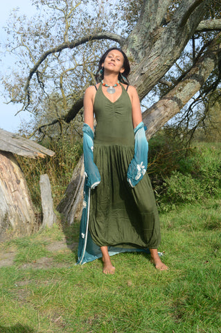 Balloon Dress, long Maxi Halterneck dress with Karma pockets