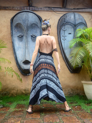 Afro printed Maxi Halter neck dress / kimono