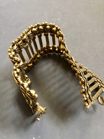 Brass cuff chain bracelet