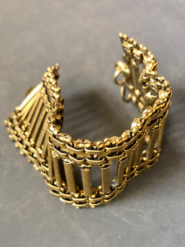 Brass cuff chain bracelet