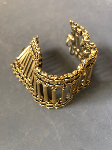Brass cuff chain bracelet