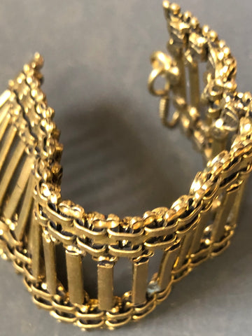 Brass cuff chain bracelet