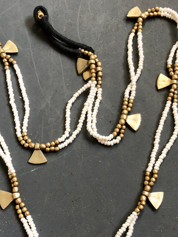 Brass and Bead Multi layer Necklace