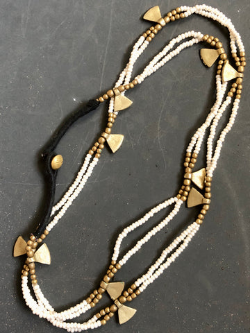 Brass and Bead Multi layer Necklace