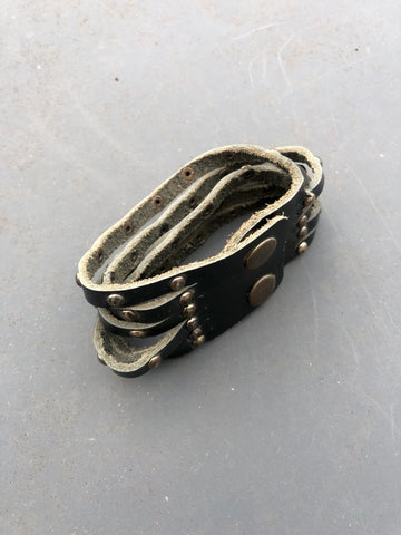 Leather studded wrist cuff
