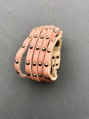 Leather studded wrist cuff