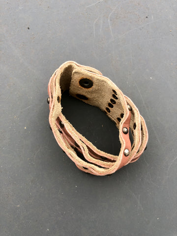 Leather studded wrist cuff