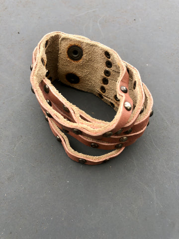 Leather studded wrist cuff
