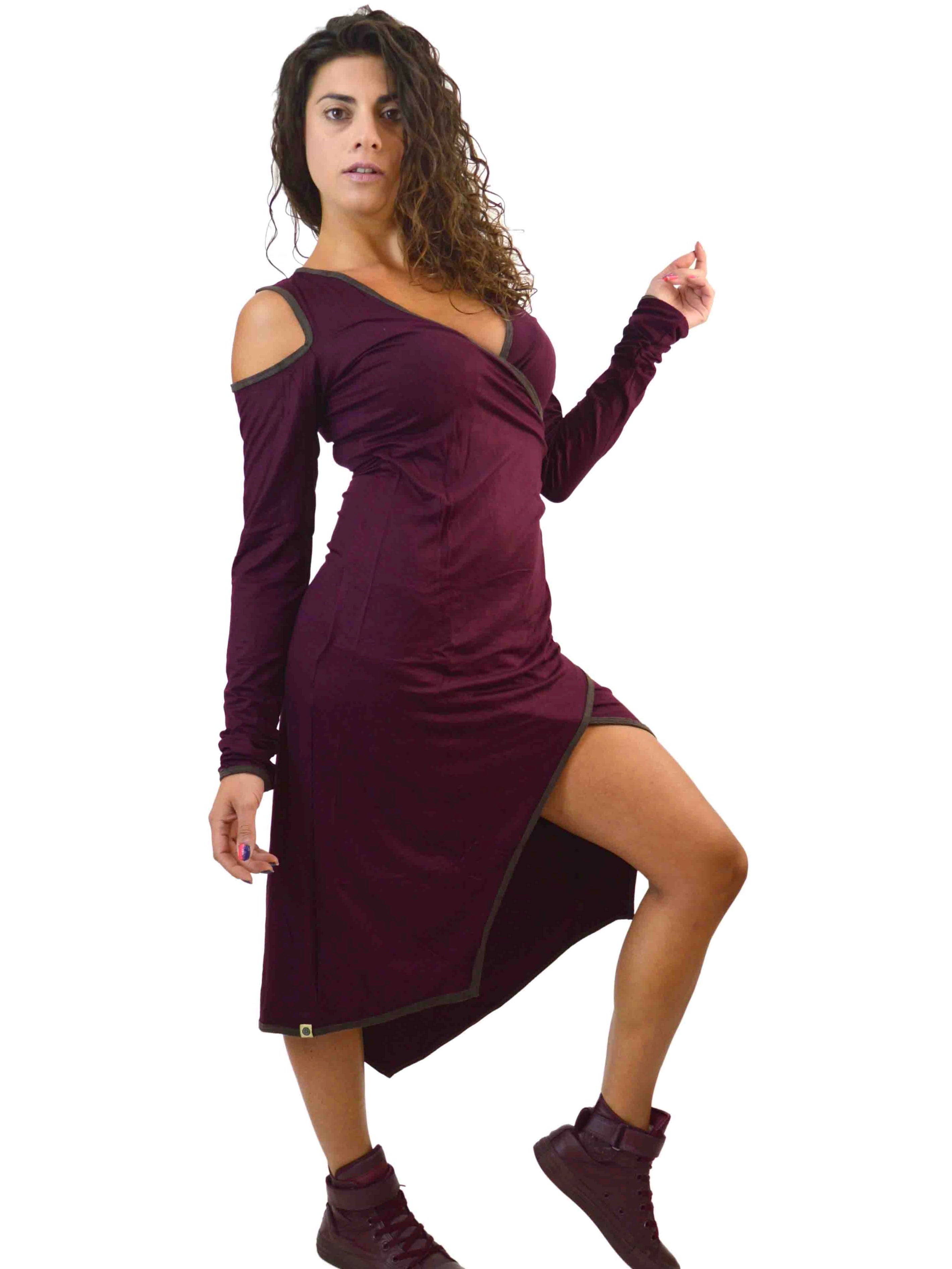 Long sleeve cold shoulder dress hot sale