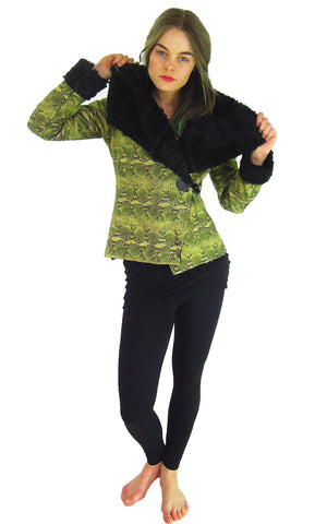 Snake Print Faux Fur Jacket