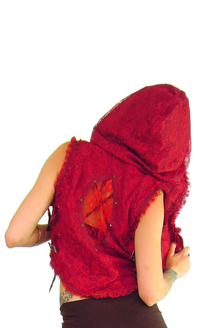 hooded bolero waistcoat with Gypsy lace