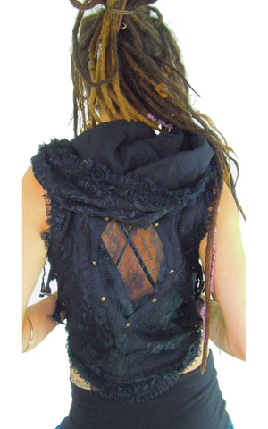 hooded bolero waistcoat with Gypsy lace