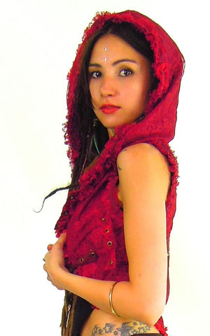 hooded bolero waistcoat with Gypsy lace