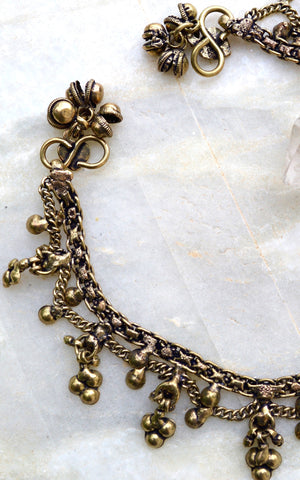 Gypsy Brass and bead Anklets