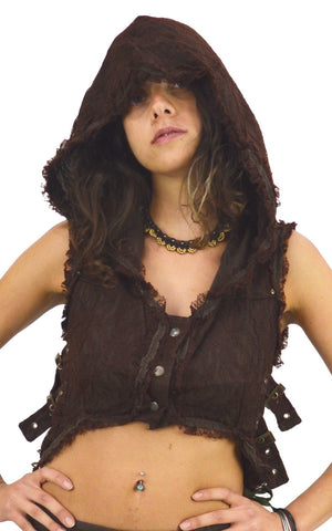 hooded bolero waistcoat with Gypsy lace