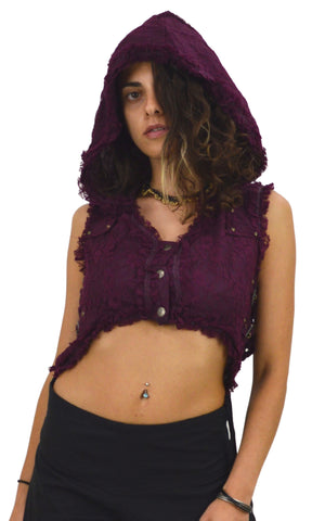 hooded bolero waistcoat with Gypsy lace