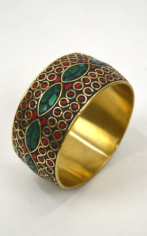 Brass inlaid stone bangles (large)