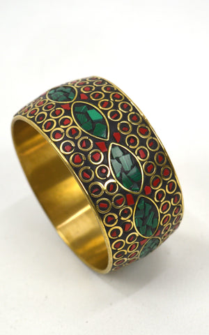 Brass inlaid stone bangles (large)