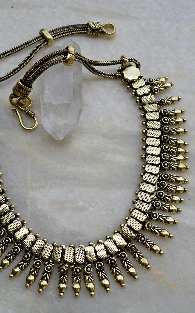 Brass Tribal Leaf Choker