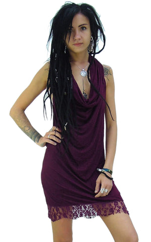 Lace hemmed short backless Dress.