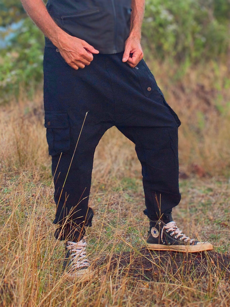 Black drop best sale crotch pants mens