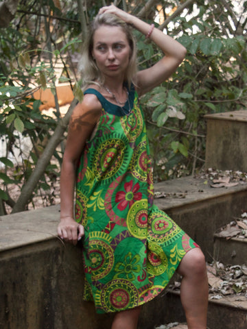 COLOURFUL SUMMER MINI DRESS GREEN