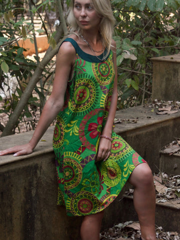 COLOURFUL SUMMER MINI DRESS GREEN