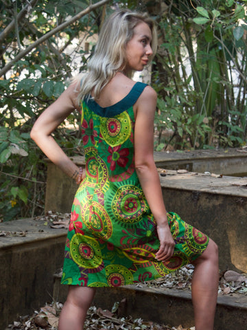 COLOURFUL SUMMER MINI DRESS GREEN