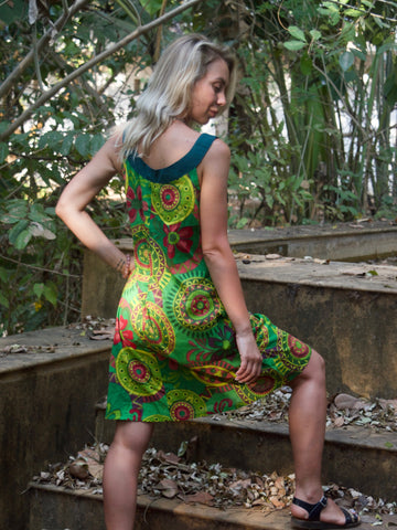 COLOURFUL SUMMER MINI DRESS GREEN