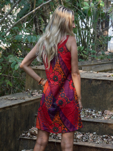 COLOURFUL SUMMER MINI DRESS RED