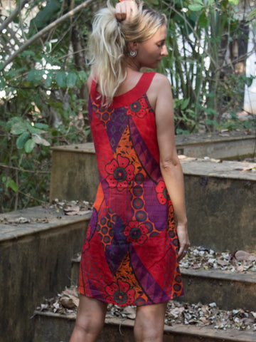 COLOURFUL SUMMER MINI DRESS RED