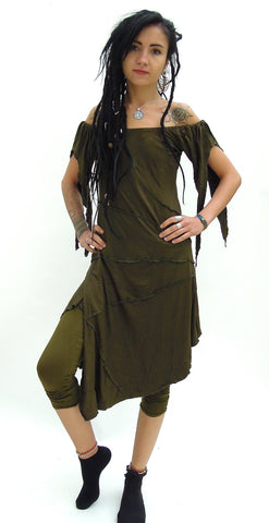 Midi Pixie Dress with Slashed sleeved.