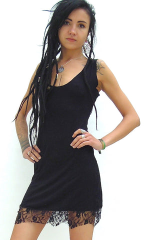Short Woman's Corset Dress with lace hem