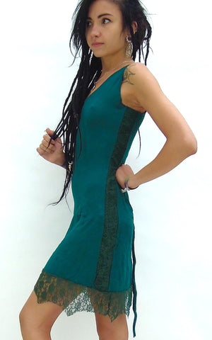 Short Woman's Corset Dress with lace hem