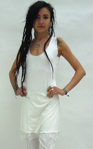 Short Woman's Corset Dress with lace hem
