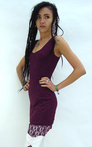 Short Woman's Corset Dress with lace hem