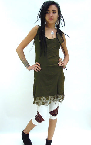 Short Woman's Corset Dress with lace hem