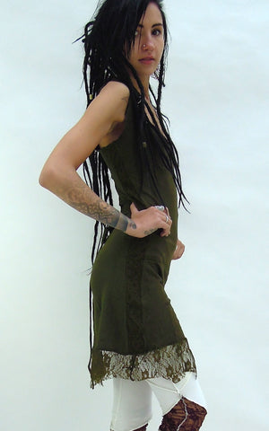 Short Woman's Corset Dress with lace hem