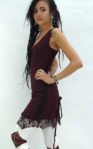 Short Woman's Corset Dress with lace hem
