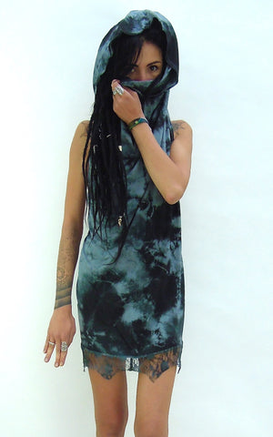 Lace hemmed short backless Dress.