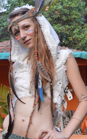 hooded bolero waistcoat with Gypsy lace