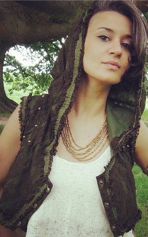 hooded bolero waistcoat with Gypsy lace