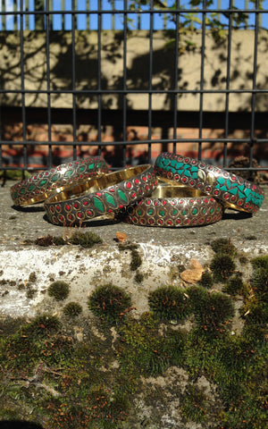 Brass inlaid stone bangles (small)