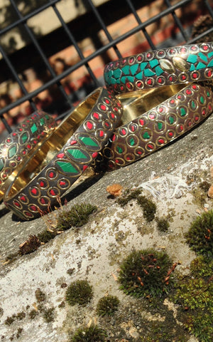 Brass inlaid stone bangles (small)